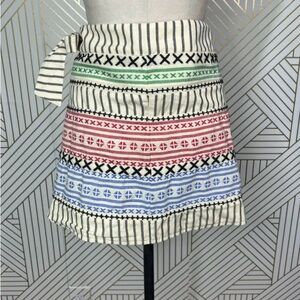 Dodo Bar Or White and Green A-Line Mini Skirt with Tie Front